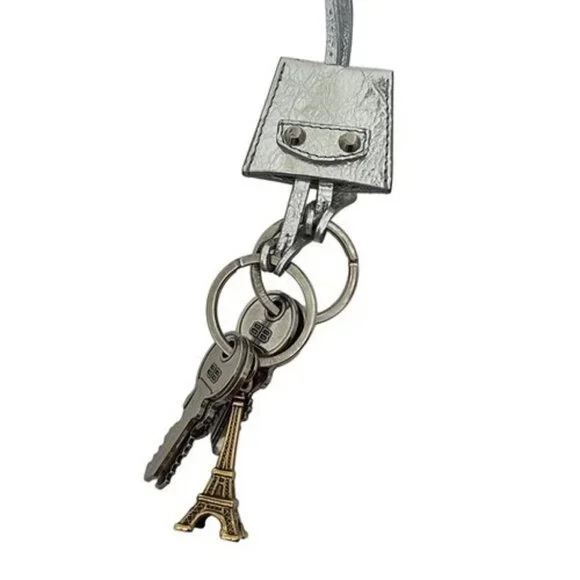 BALENCIAGA - Silver Gold Leather Hardware Bag Charm - Picture 4 of 4